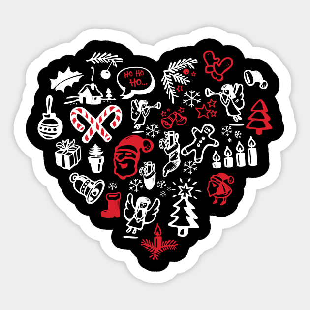 'Love Christmas' Cute Christmas  Heart Sticker by ourwackyhome